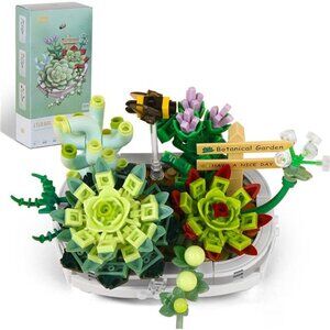 Mini Bricks Succulent Plant Building Kit,389PCS DIY Simulating Plant Ecology
